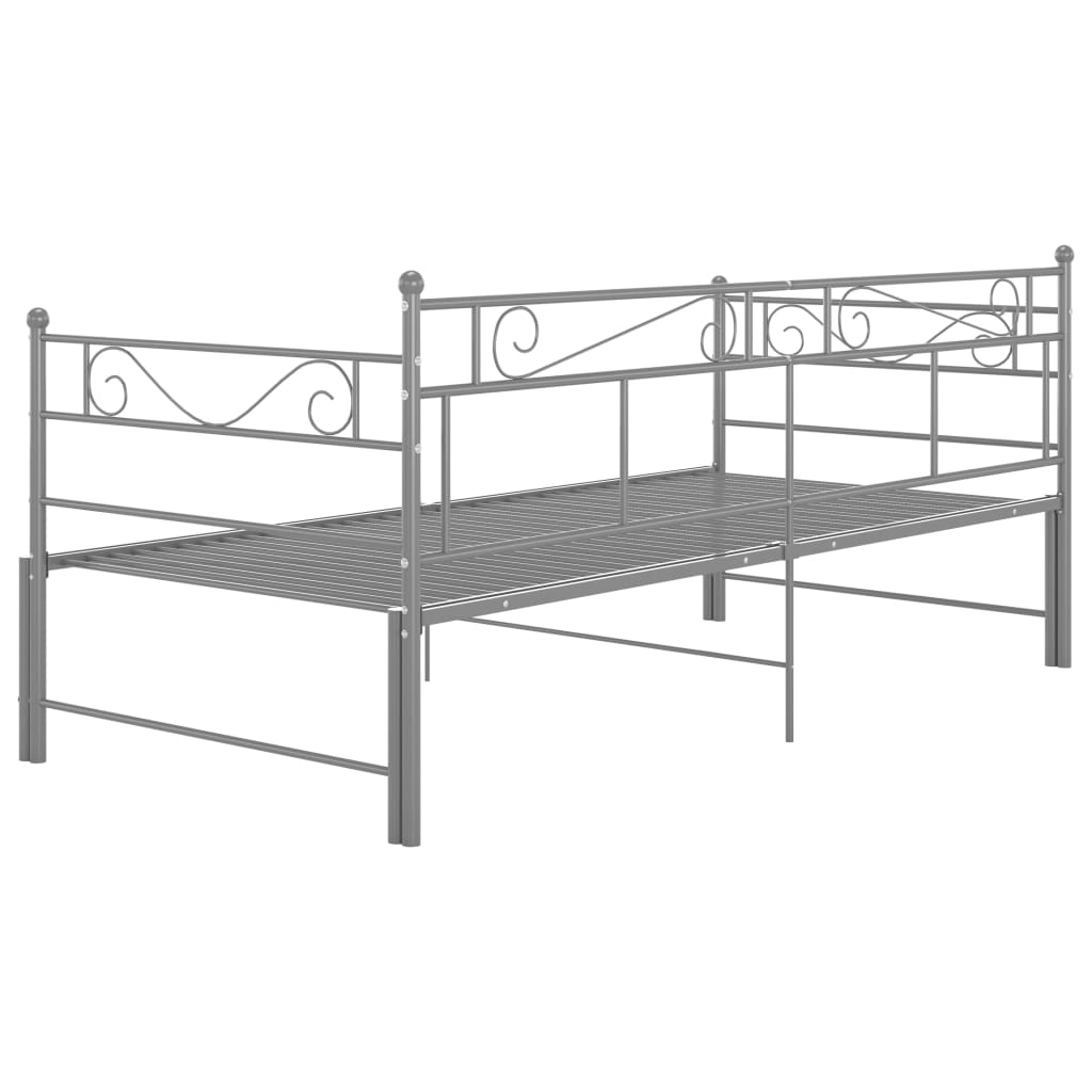 Pull-out Sofa Bed Frame without Mattress Grey Metal 90x200 cm
