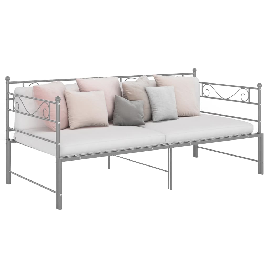 Pull-out Sofa Bed Frame without Mattress Grey Metal 90x200 cm