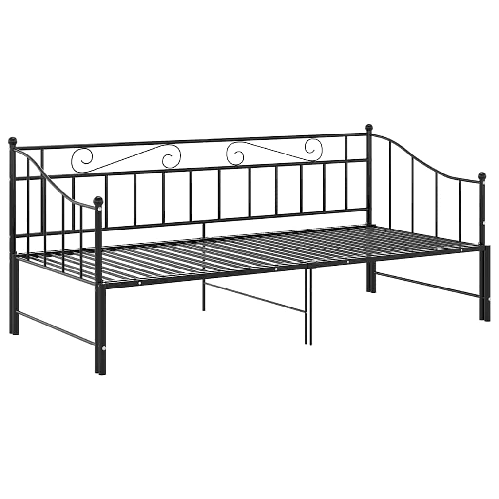 Pull-out Sofa Bed Frame without Mattress Black Metal 90x200 cm