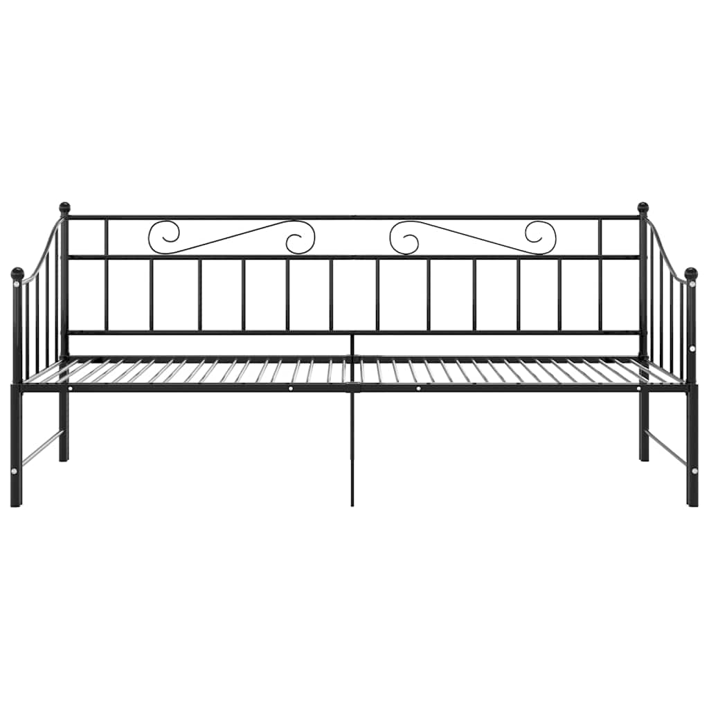 Pull-out Sofa Bed Frame without Mattress Black Metal 90x200 cm
