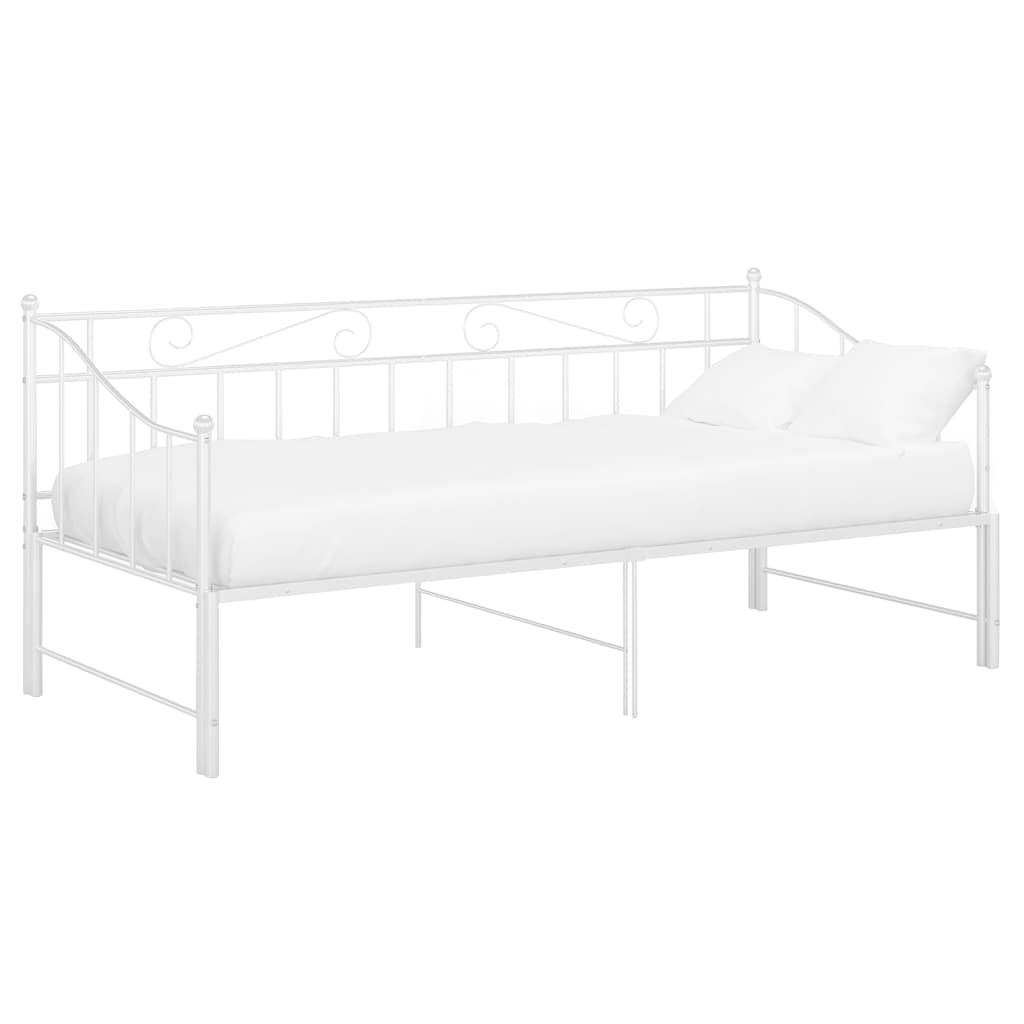 Pull-out Sofa Bed Frame without Mattress White Metal 90x200 cm