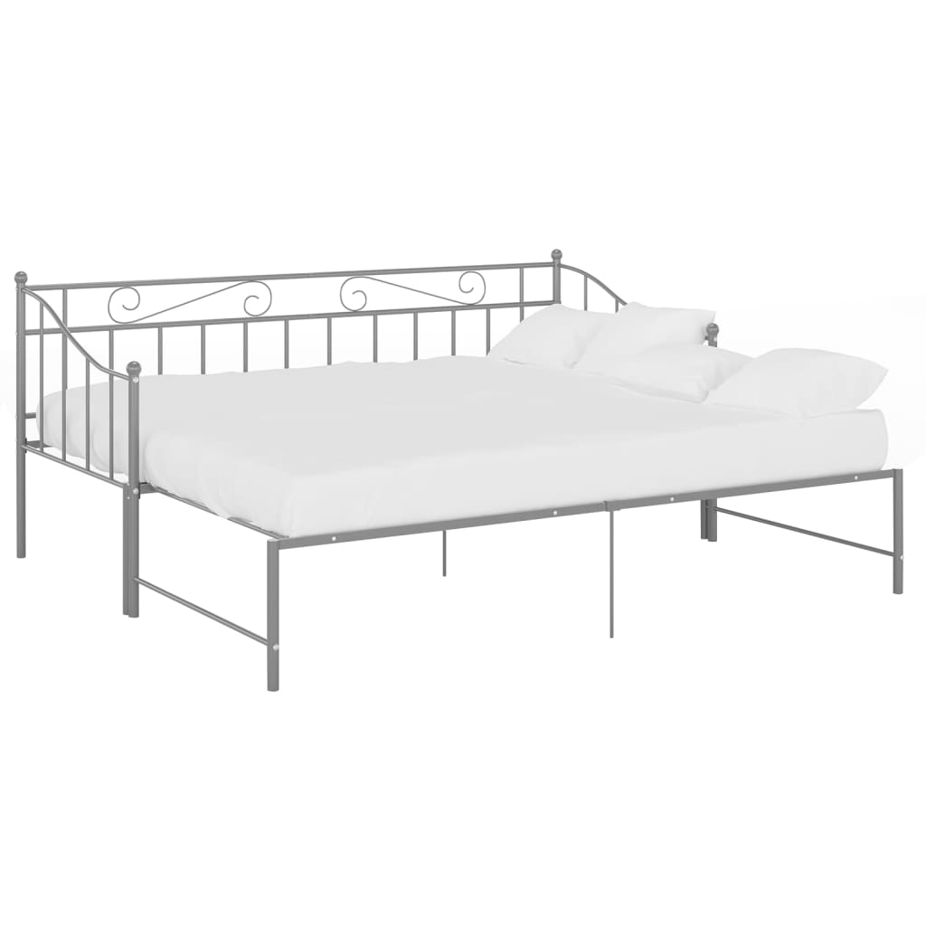 Pull-out Sofa Bed Frame without Mattress Grey Metal 90x200 cm