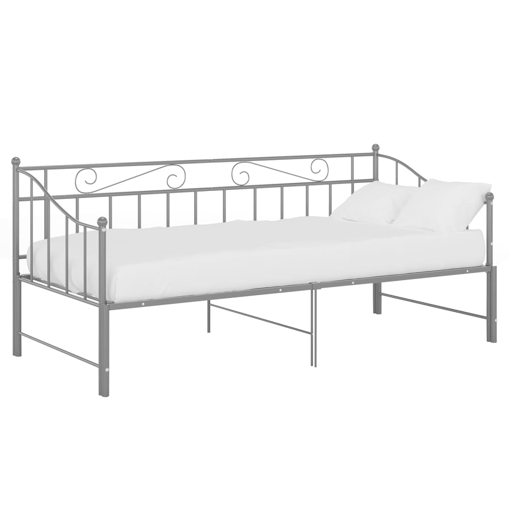 Pull-out Sofa Bed Frame without Mattress Grey Metal 90x200 cm