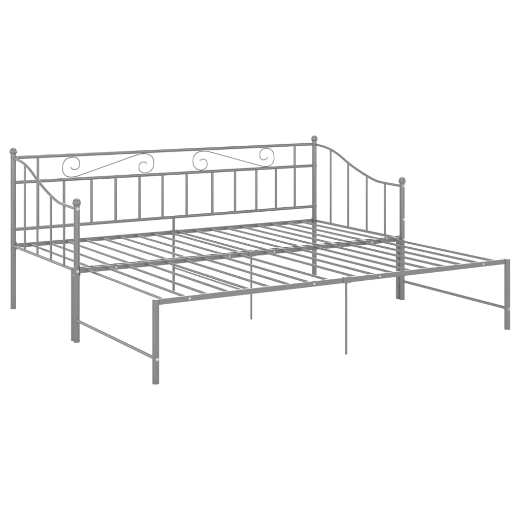 Pull-out Sofa Bed Frame without Mattress Grey Metal 90x200 cm
