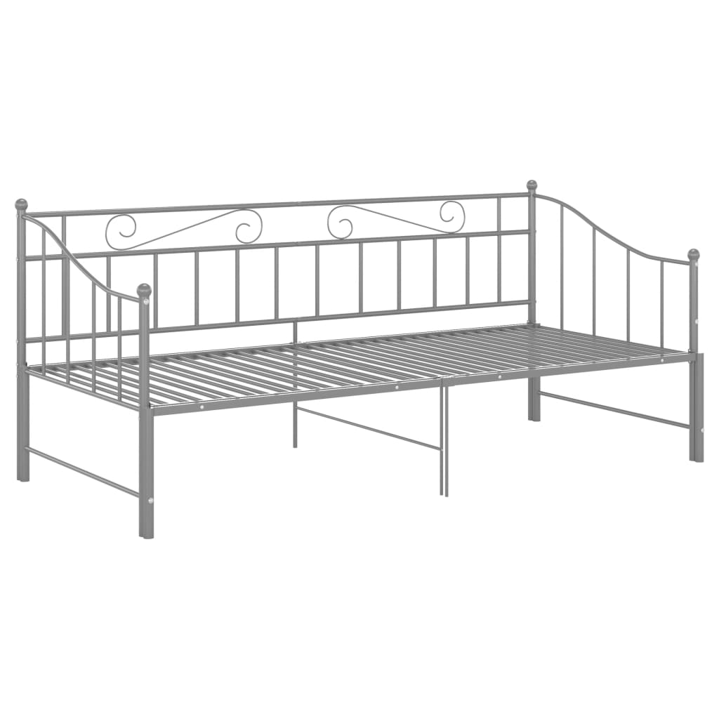 Pull-out Sofa Bed Frame without Mattress Grey Metal 90x200 cm