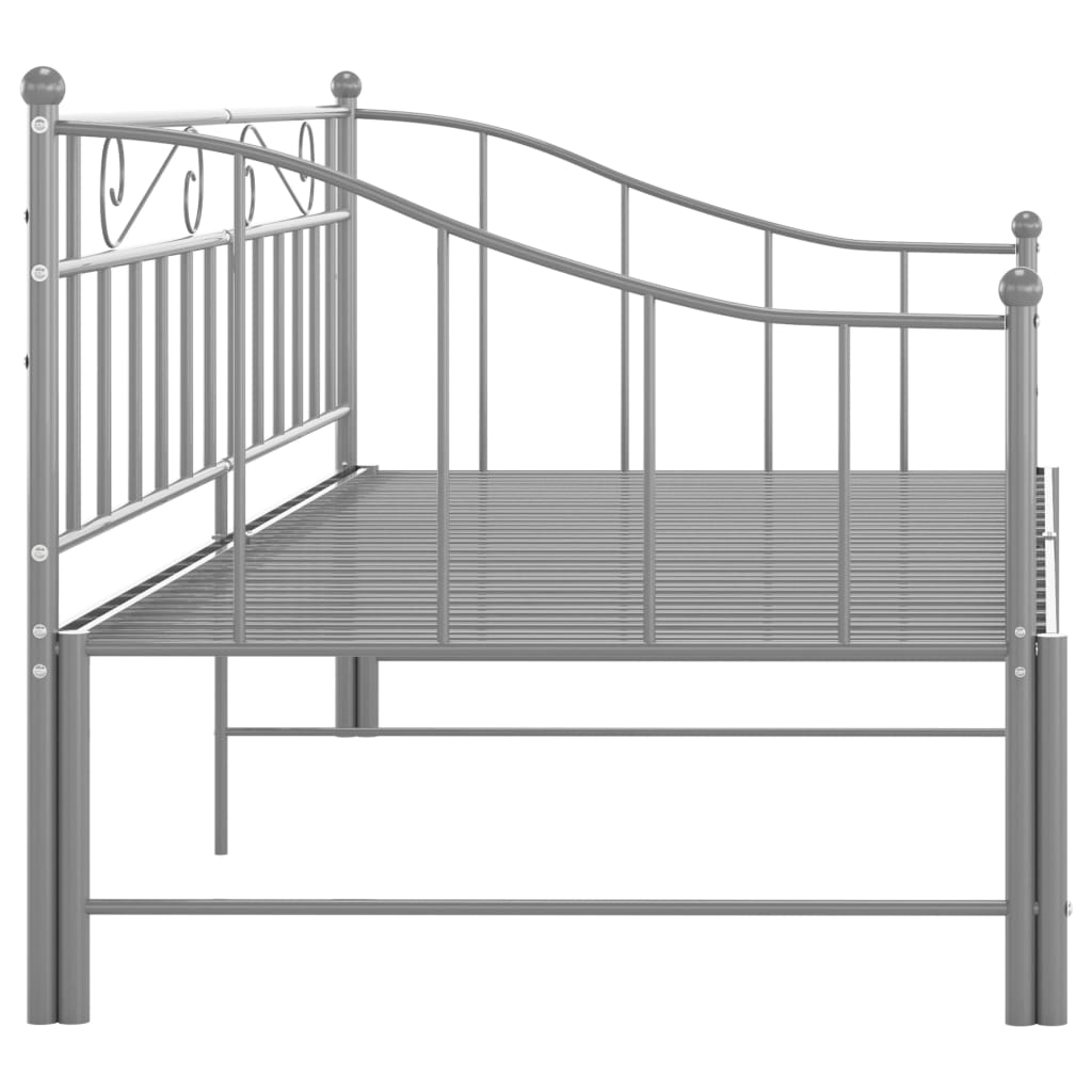 Pull-out Sofa Bed Frame without Mattress Grey Metal 90x200 cm