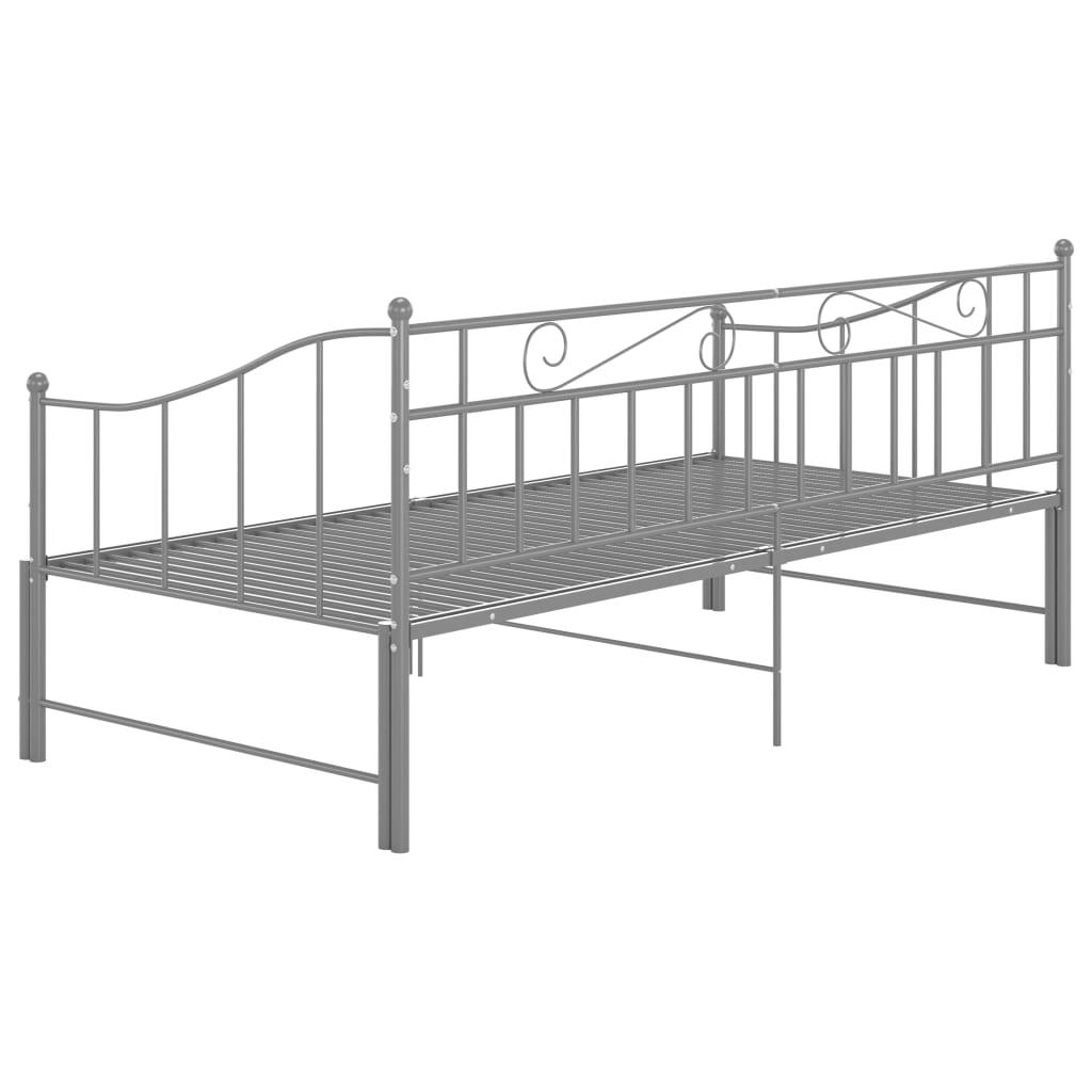 Pull-out Sofa Bed Frame without Mattress Grey Metal 90x200 cm