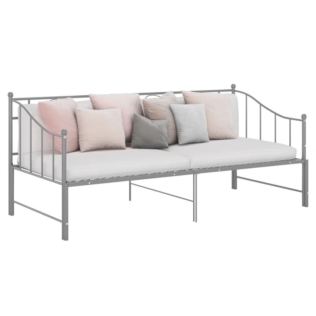 Pull-out Sofa Bed Frame without Mattress Grey Metal 90x200 cm