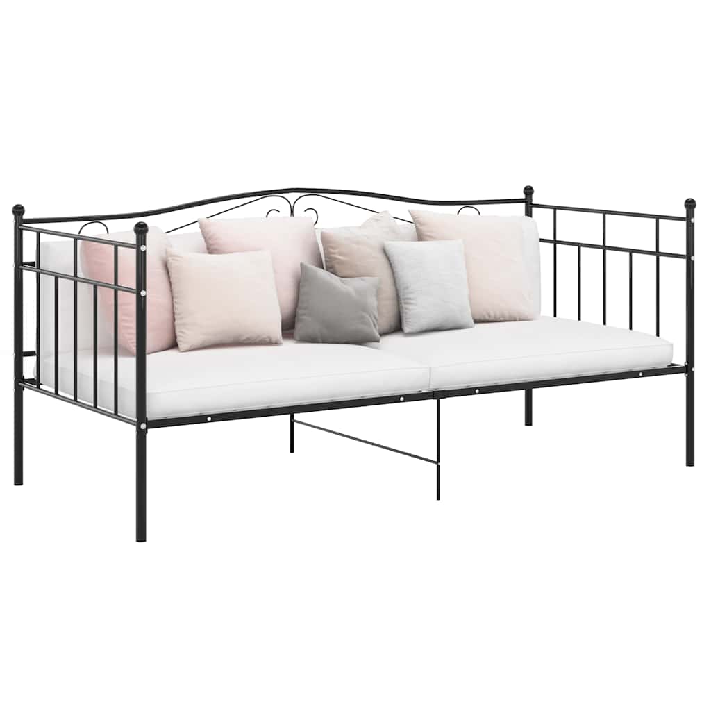 Sofa Bed Frame without Mattress Black Metal 90x200 cm