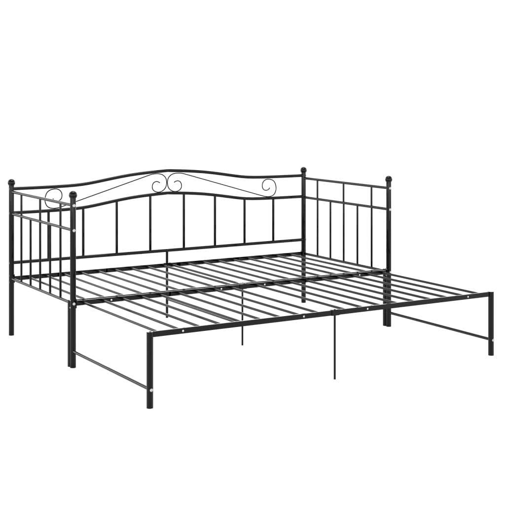 Pull-out Sofa Bed Frame without Mattress Black Metal 90x200 cm