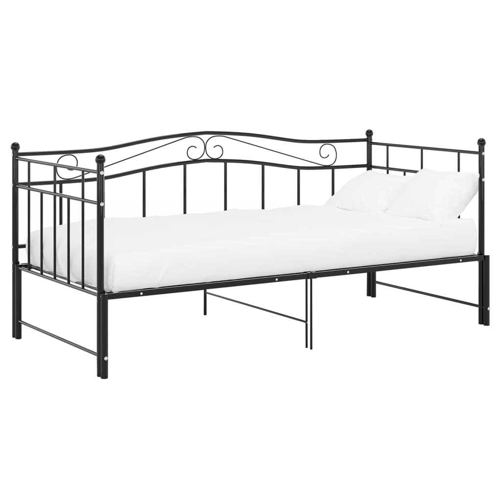 Pull-out Sofa Bed Frame without Mattress Black Metal 90x200 cm