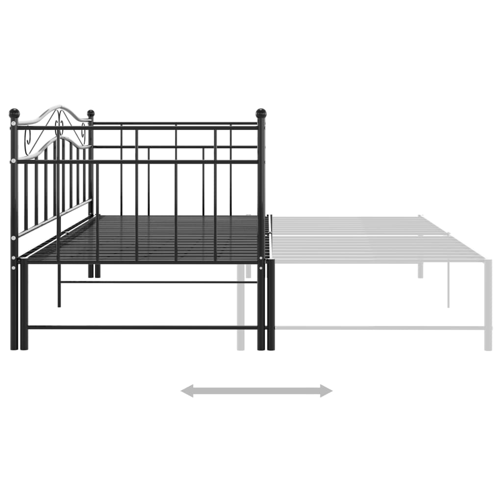 Pull-out Sofa Bed Frame without Mattress Black Metal 90x200 cm