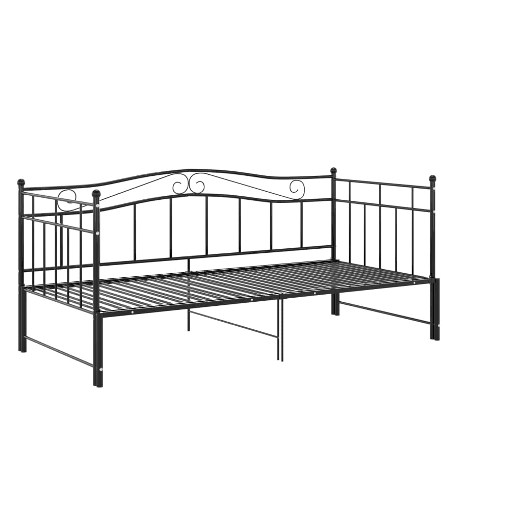 Pull-out Sofa Bed Frame without Mattress Black Metal 90x200 cm