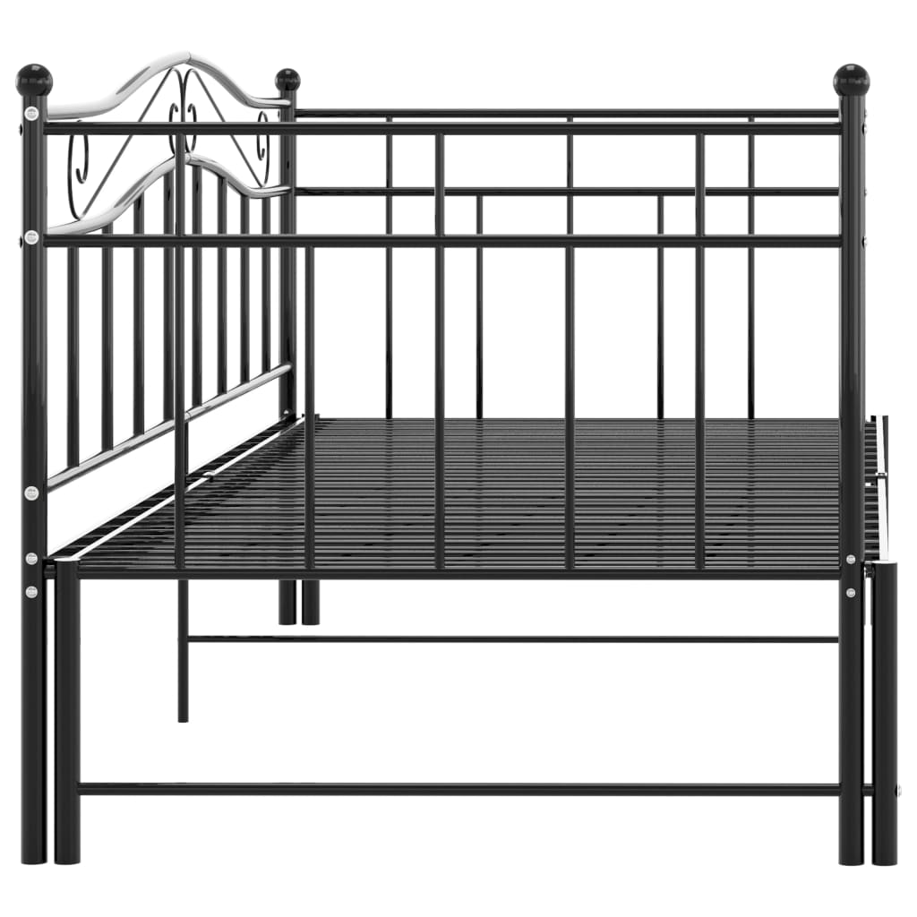 Pull-out Sofa Bed Frame without Mattress Black Metal 90x200 cm