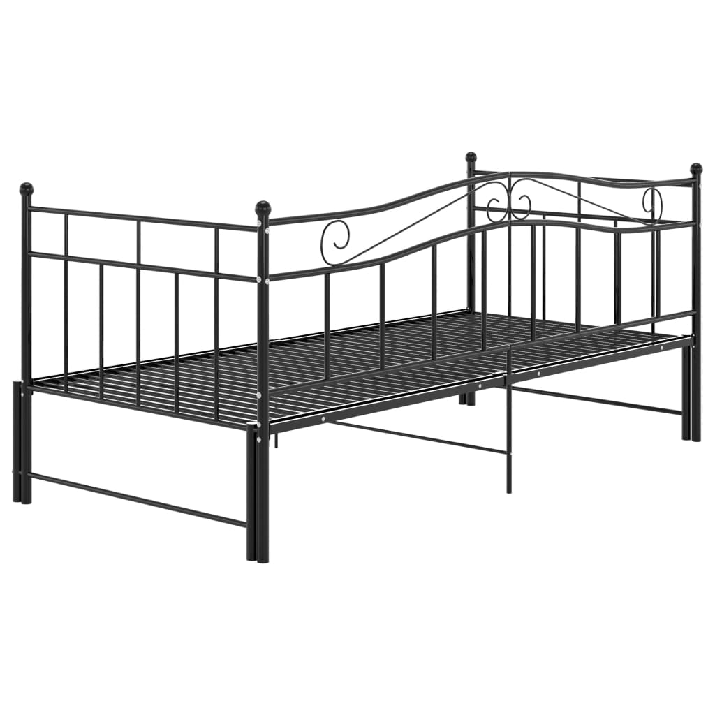 Pull-out Sofa Bed Frame without Mattress Black Metal 90x200 cm