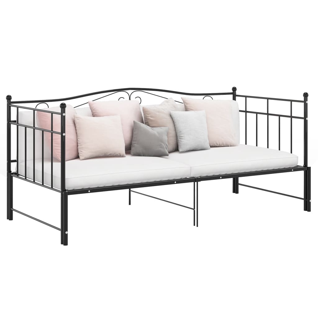 Pull-out Sofa Bed Frame without Mattress Black Metal 90x200 cm
