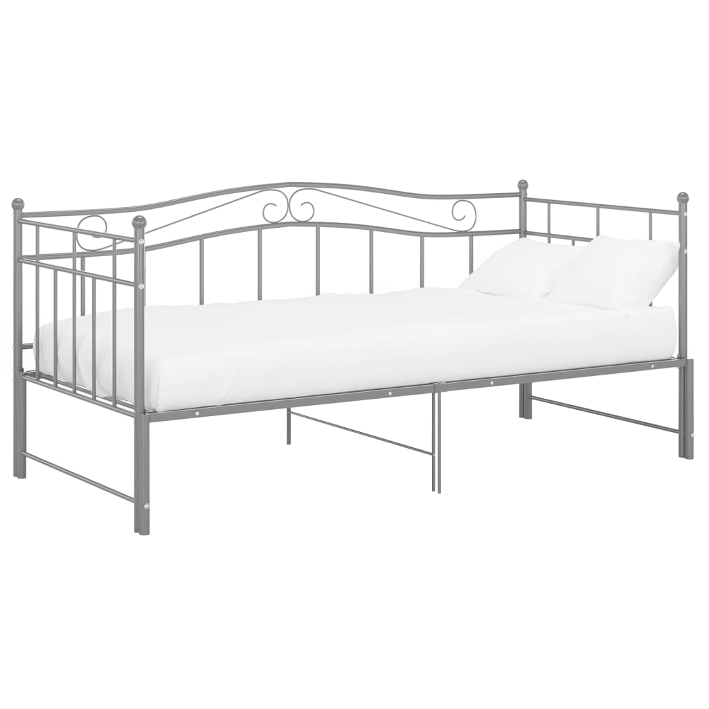 Pull-out Sofa Bed Frame without Mattress Grey Metal 90x200 cm