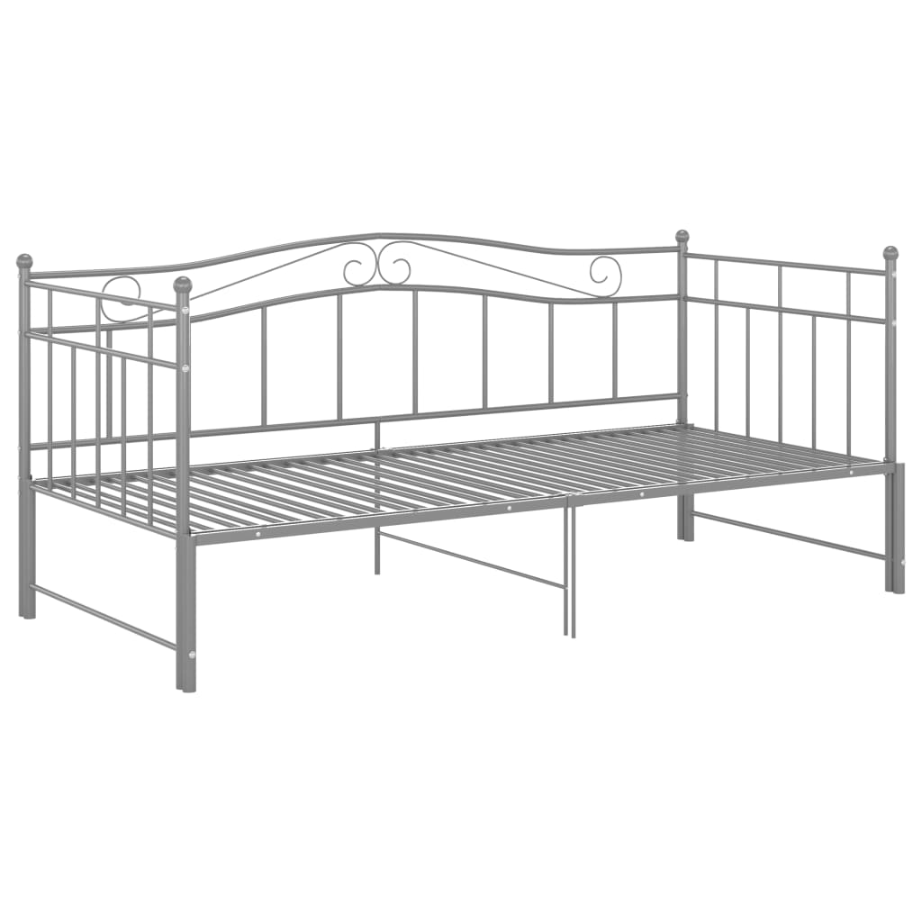 Pull-out Sofa Bed Frame without Mattress Grey Metal 90x200 cm