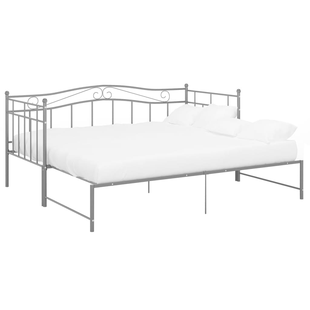 Pull-out Sofa Bed Frame without Mattress Grey Metal 90x200 cm