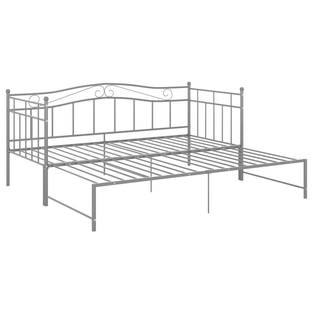 Pull-out Sofa Bed Frame without Mattress Grey Metal 90x200 cm
