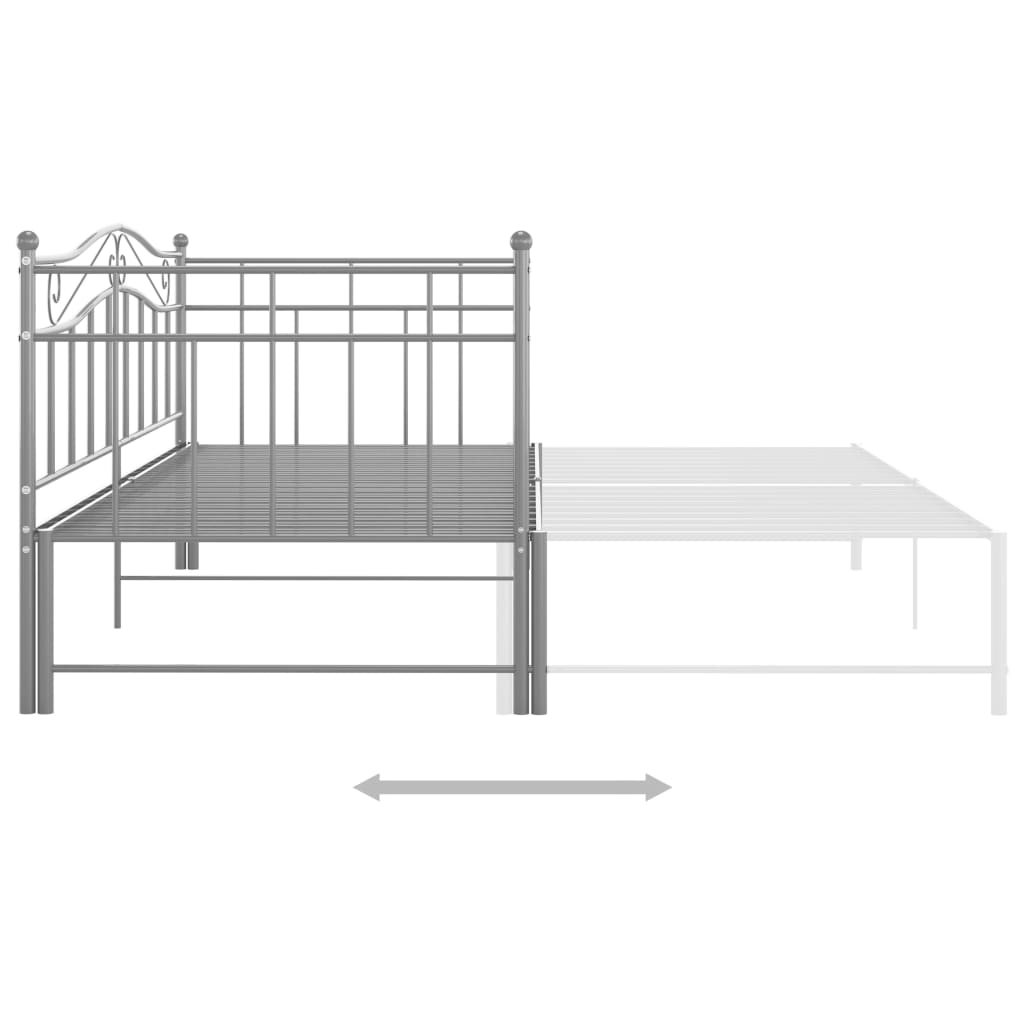 Pull-out Sofa Bed Frame without Mattress Grey Metal 90x200 cm