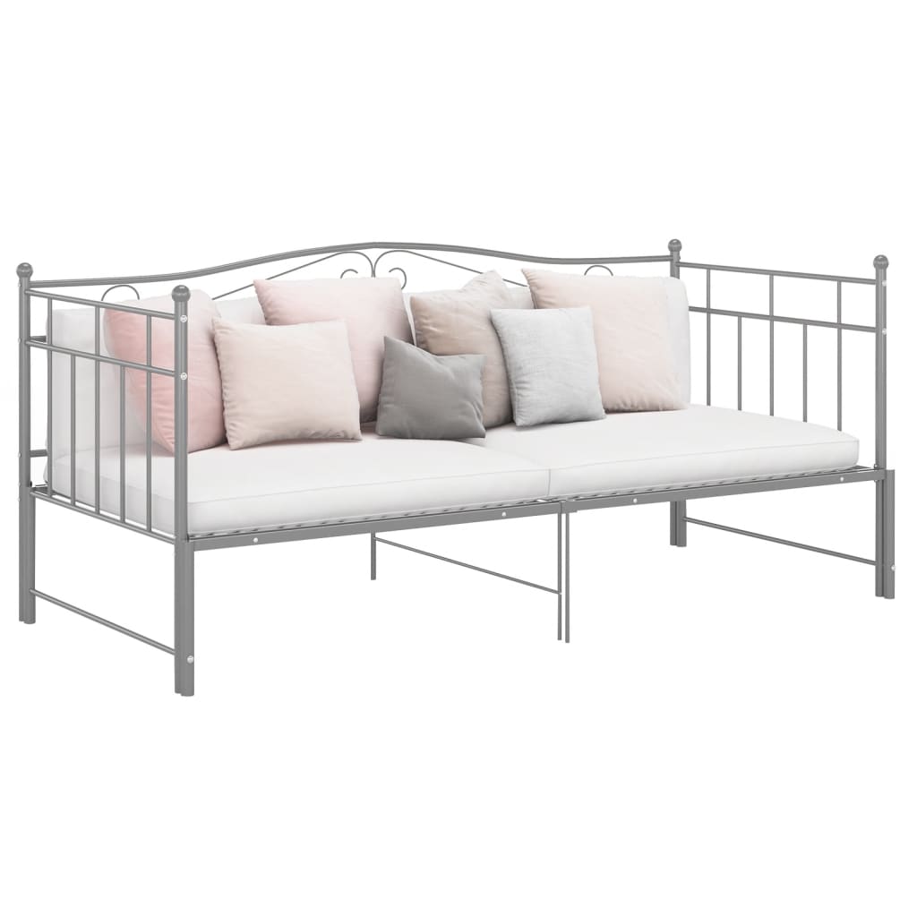 Pull-out Sofa Bed Frame without Mattress Grey Metal 90x200 cm