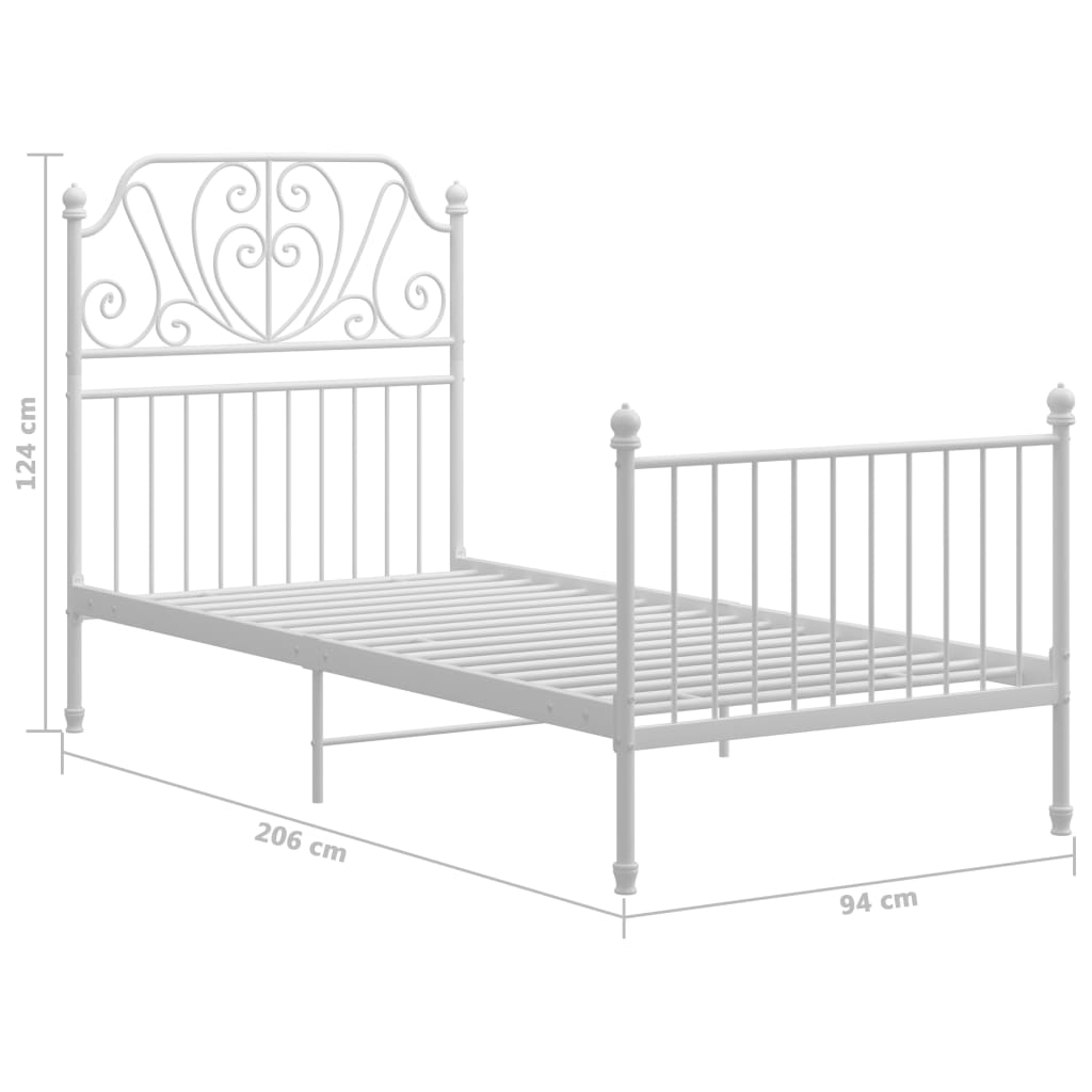 Bed Frame without Mattress White Metal 90x200 cm