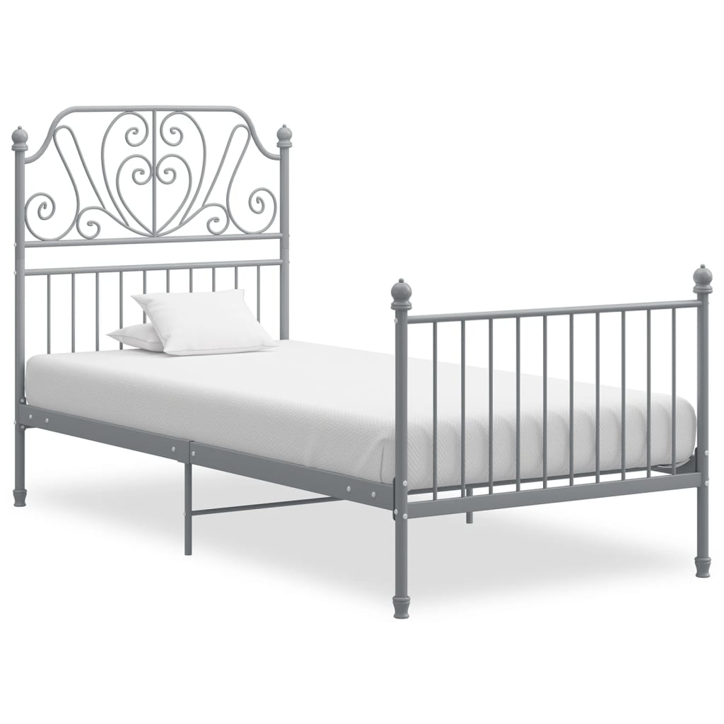 Bed Frame without Mattress Grey Metal 90x200 cm