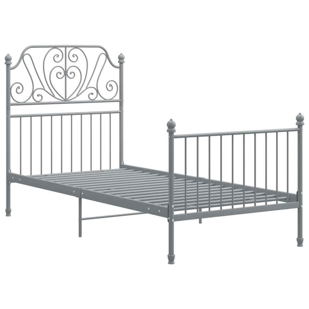 Bed Frame without Mattress Grey Metal 90x200 cm