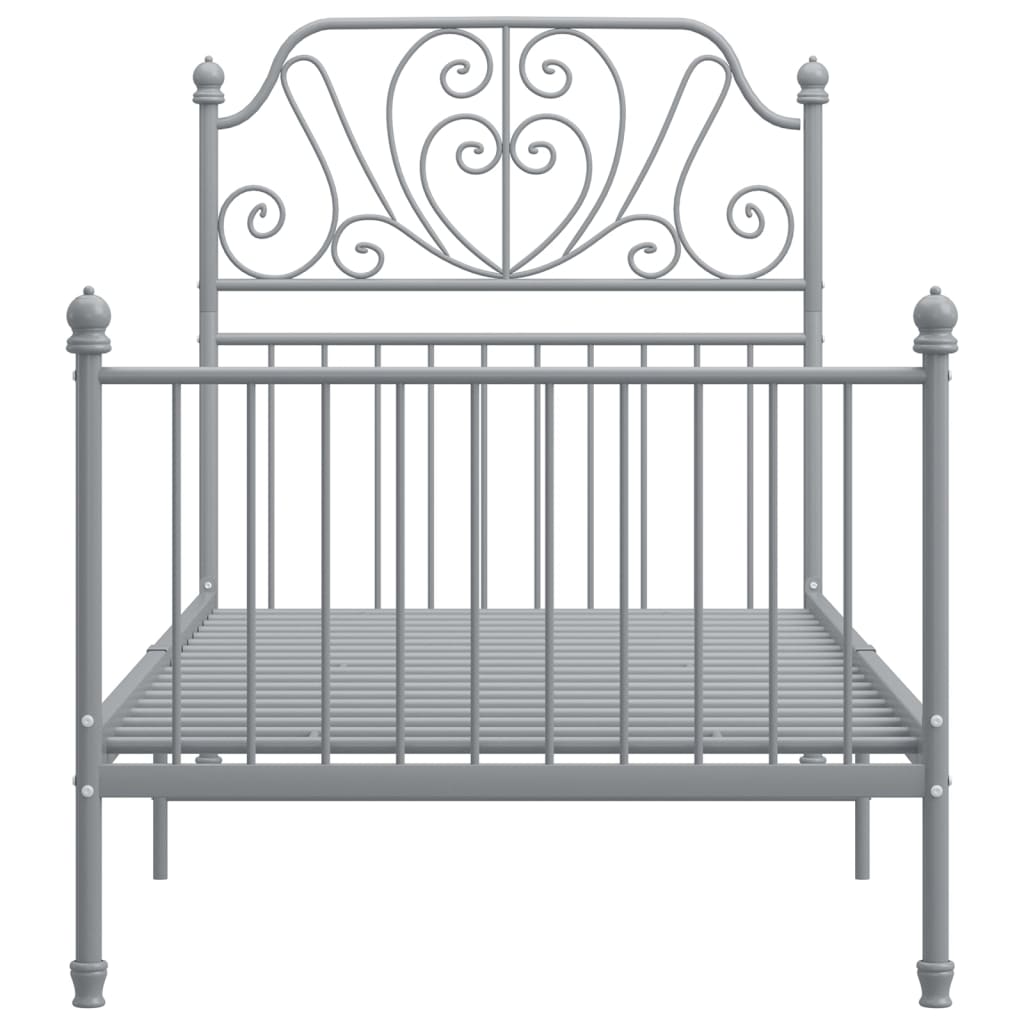 Bed Frame without Mattress Grey Metal 90x200 cm