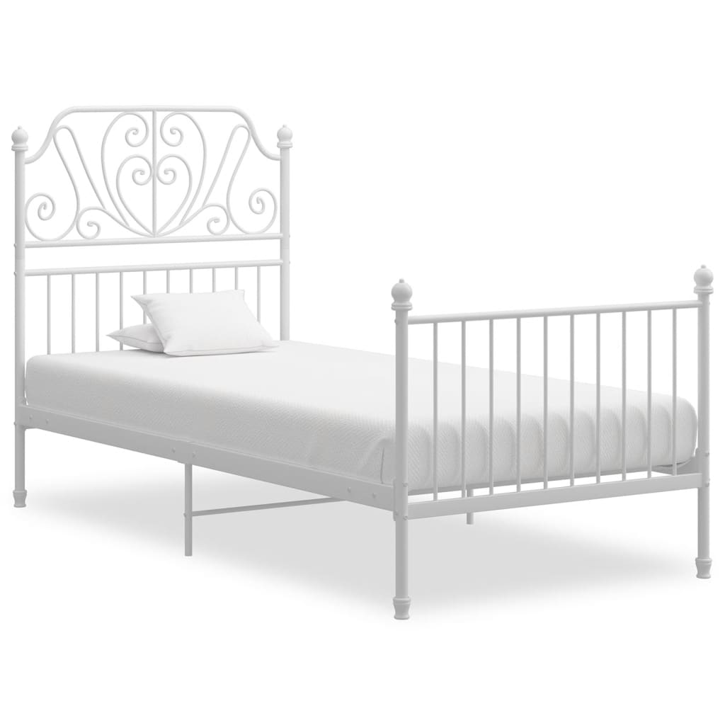 Bed Frame without Mattress White Metal 100x200 cm