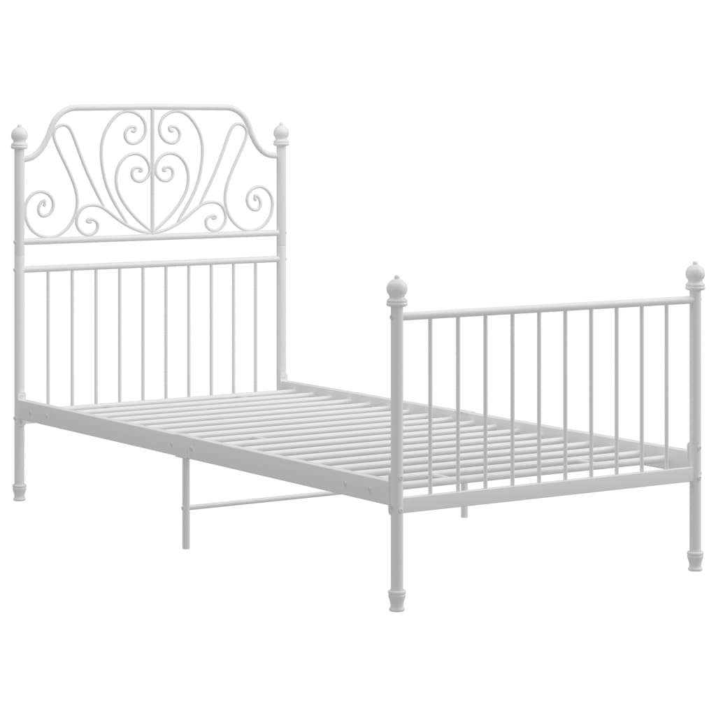 Bed Frame without Mattress White Metal 100x200 cm