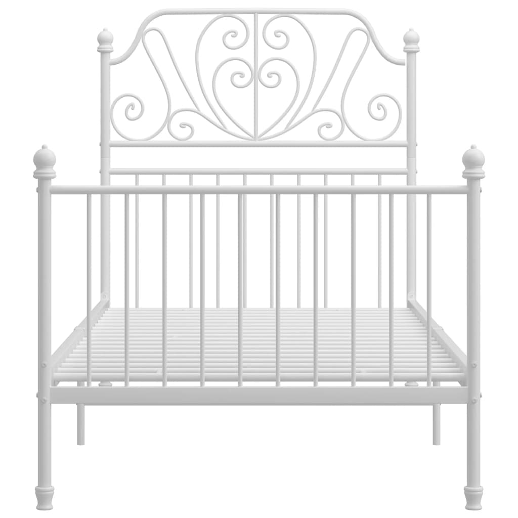 Bed Frame without Mattress White Metal 100x200 cm