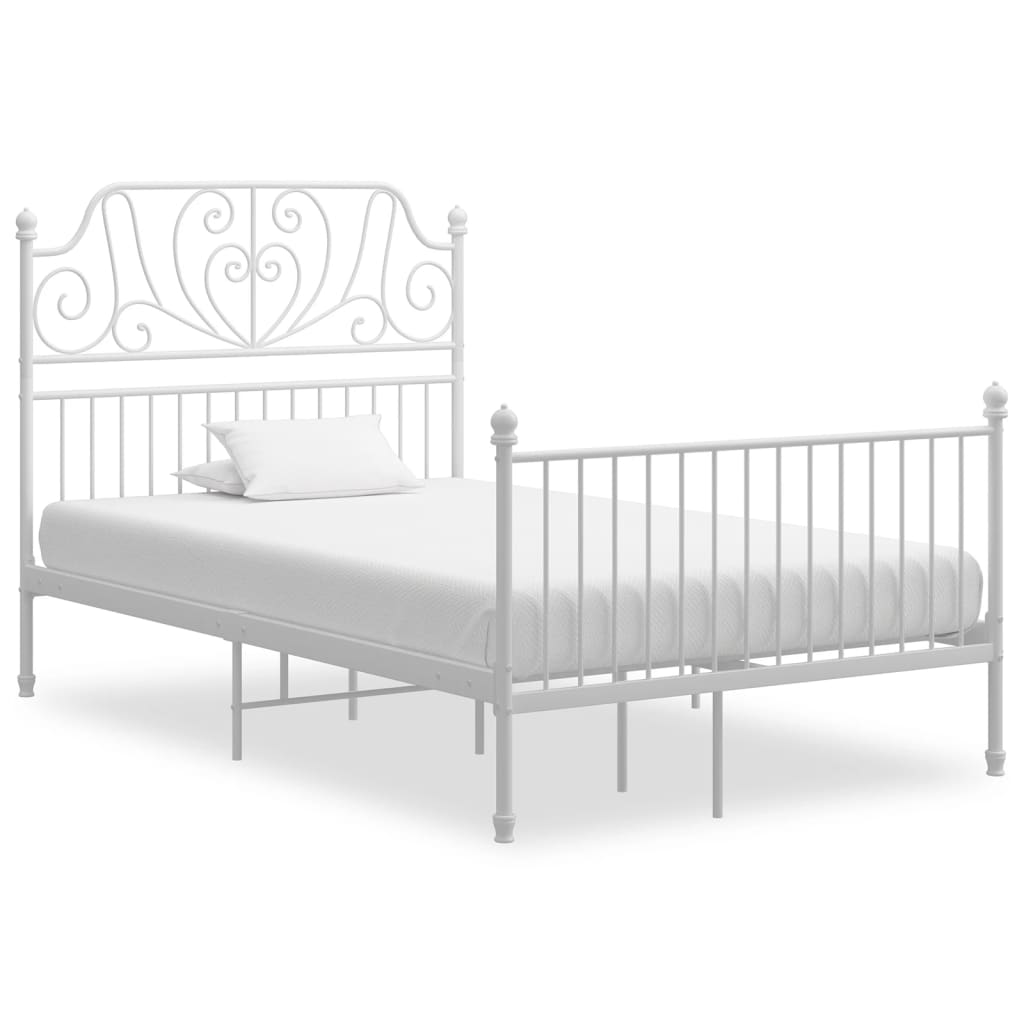 Bed Frame without Mattress White Metal 120x200 cm