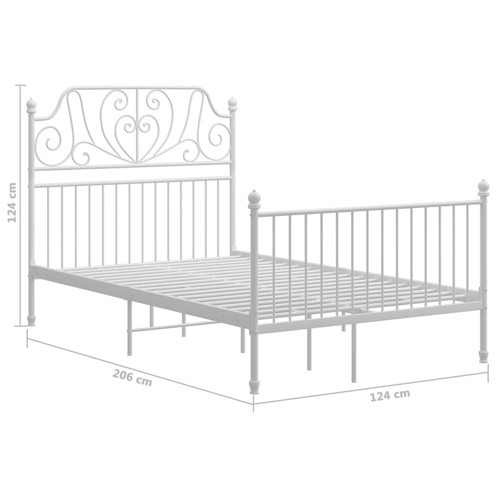 Bed Frame without Mattress White Metal 120x200 cm