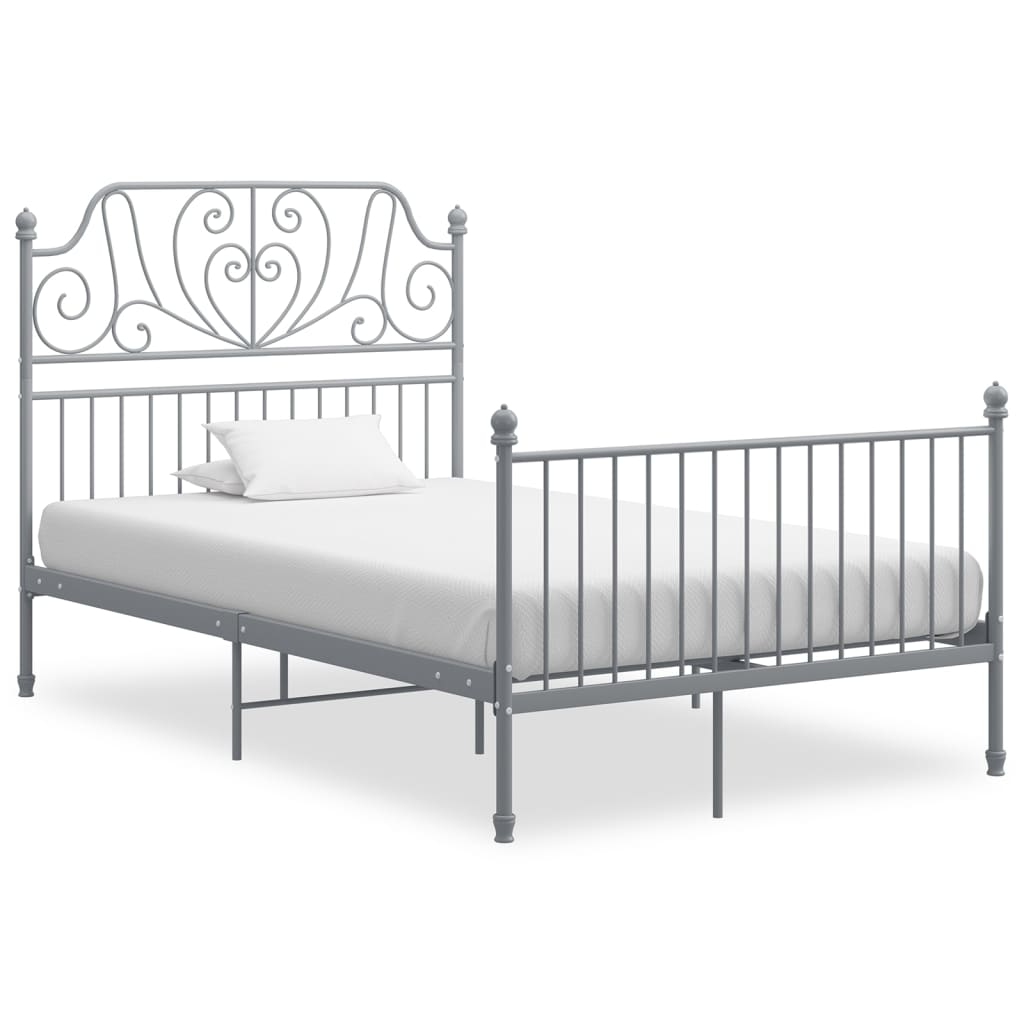 Bed Frame without Mattress Grey Metal 120x200 cm
