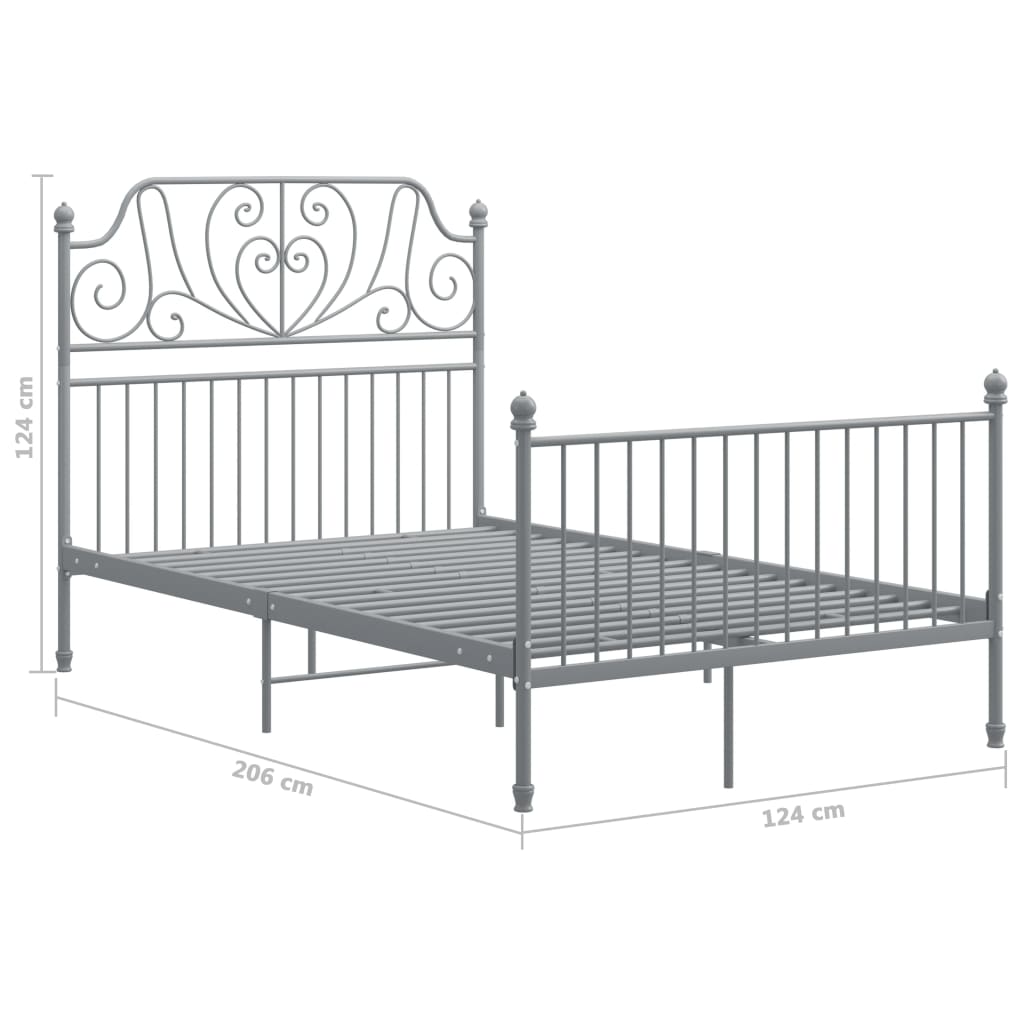 Bed Frame without Mattress Grey Metal 120x200 cm