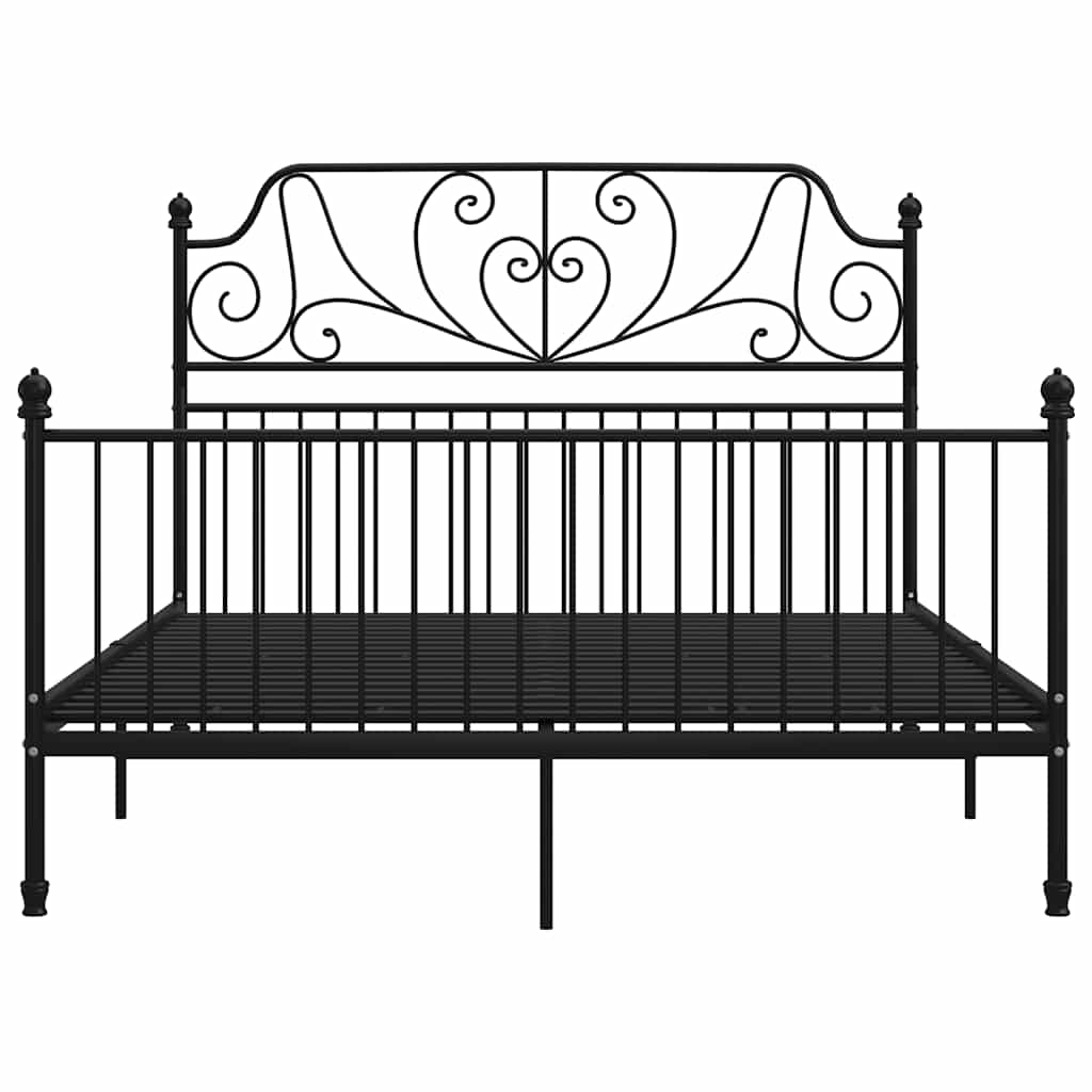 Bed Frame without Mattress Black Metal 140x200 cm