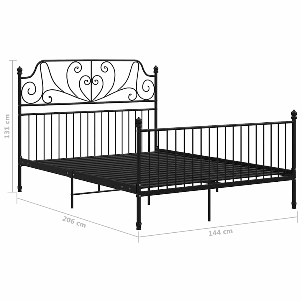 Bed Frame without Mattress Black Metal 140x200 cm