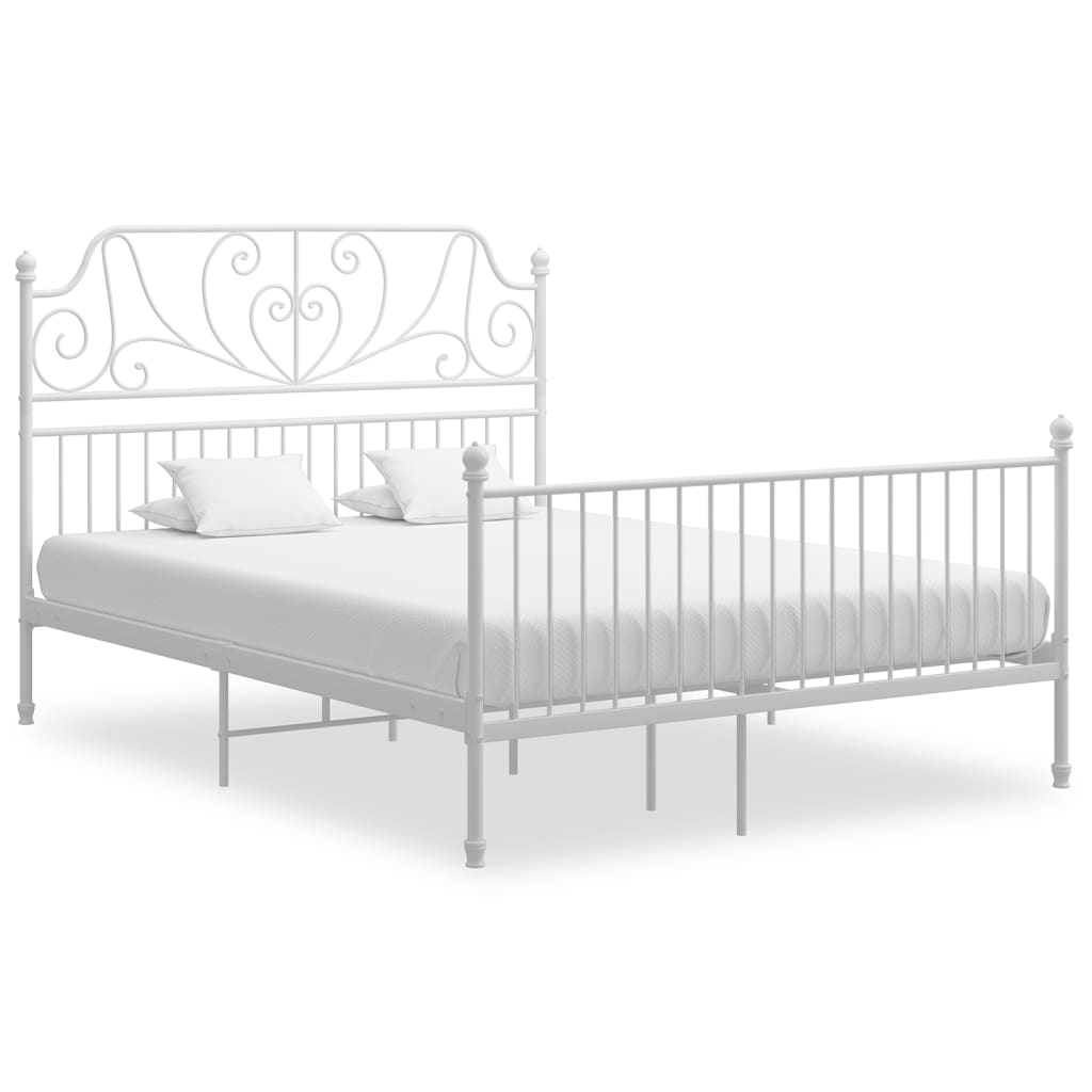 Bed Frame with Headboard without Mattress White 140x200 cm Metal