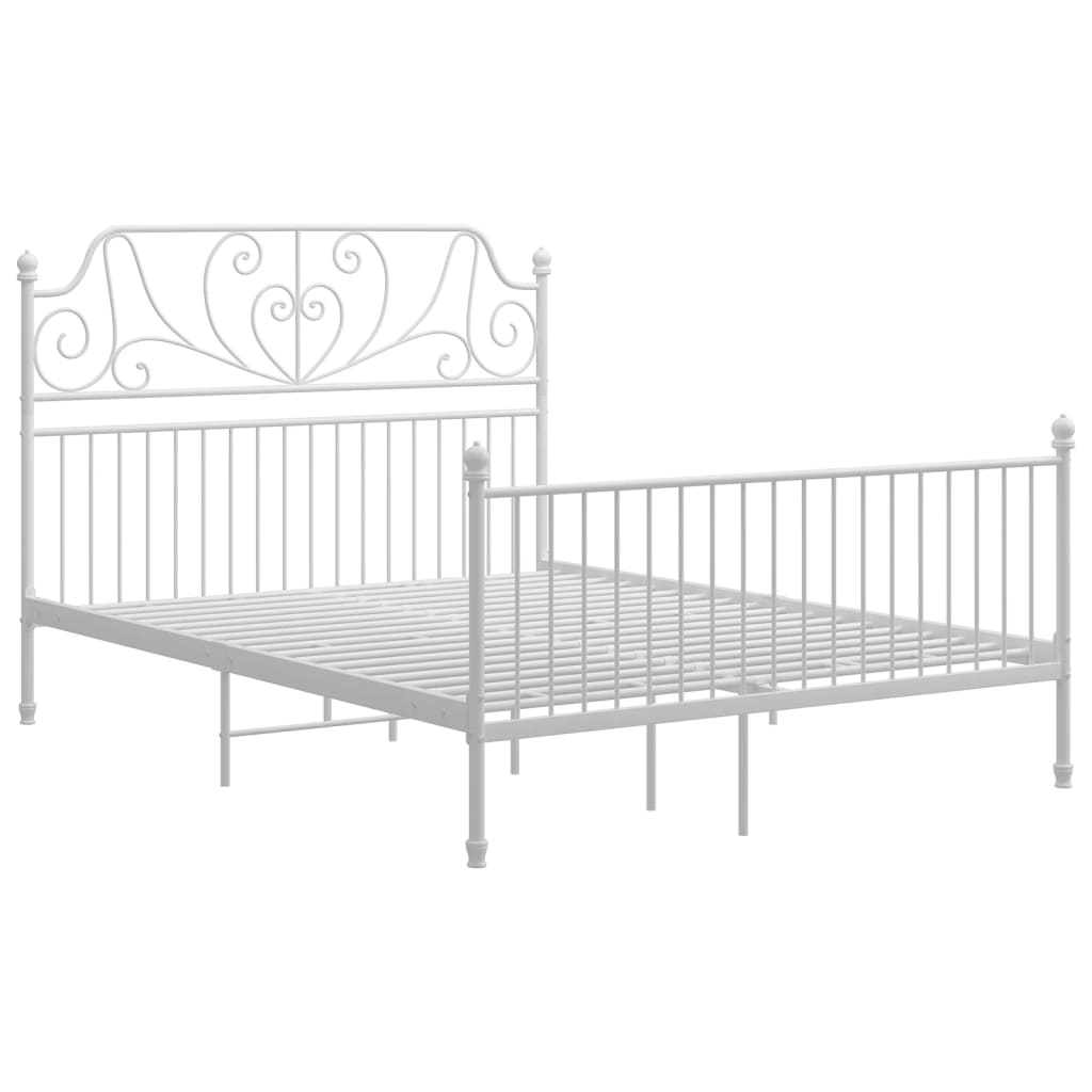 Bed Frame with Headboard without Mattress White 140x200 cm Metal