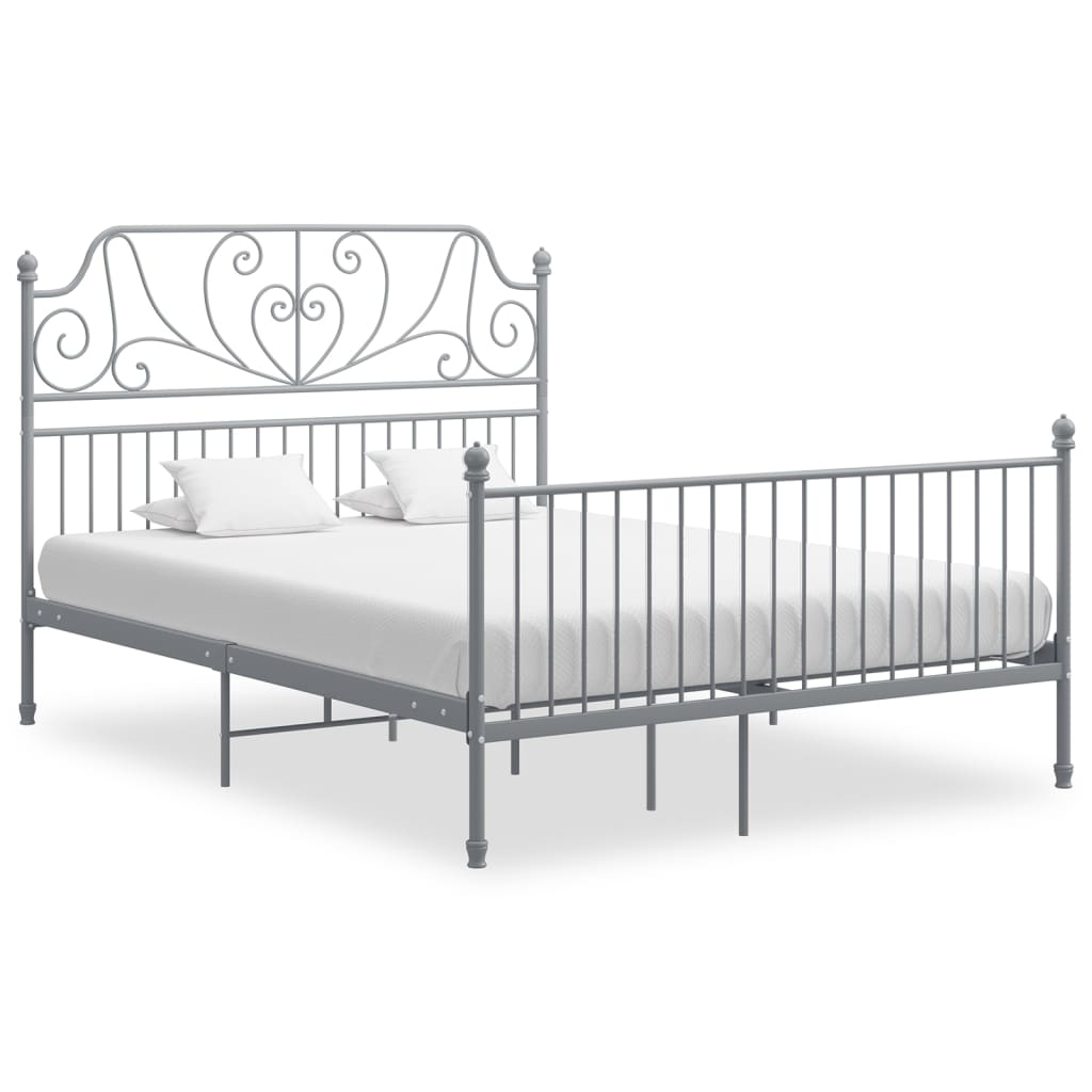 Bed Frame without Mattress Grey Metal 140x200 cm
