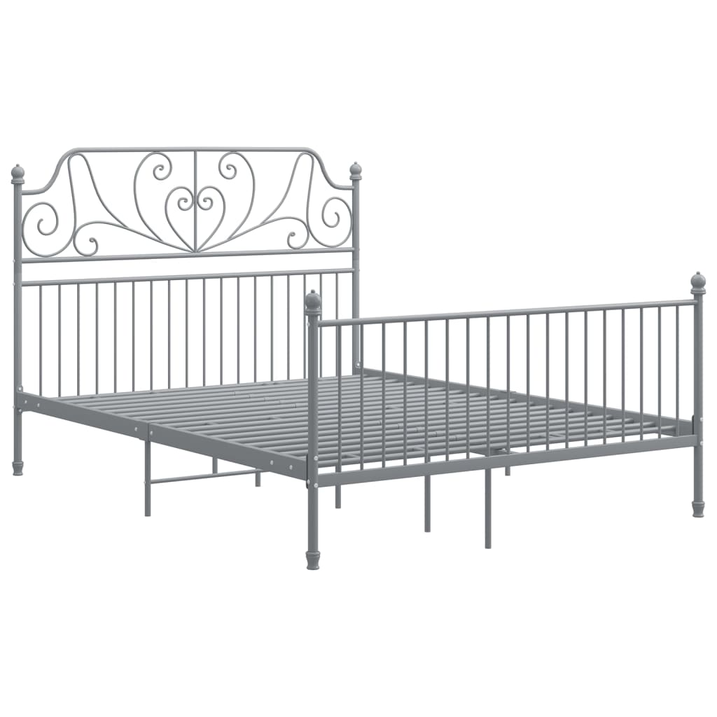 Bed Frame without Mattress Grey Metal 140x200 cm