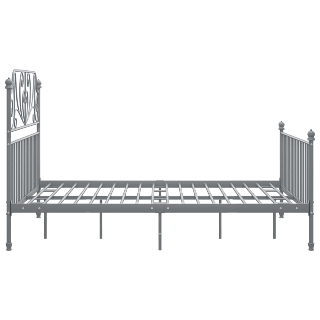 Bed Frame without Mattress Grey Metal 140x200 cm