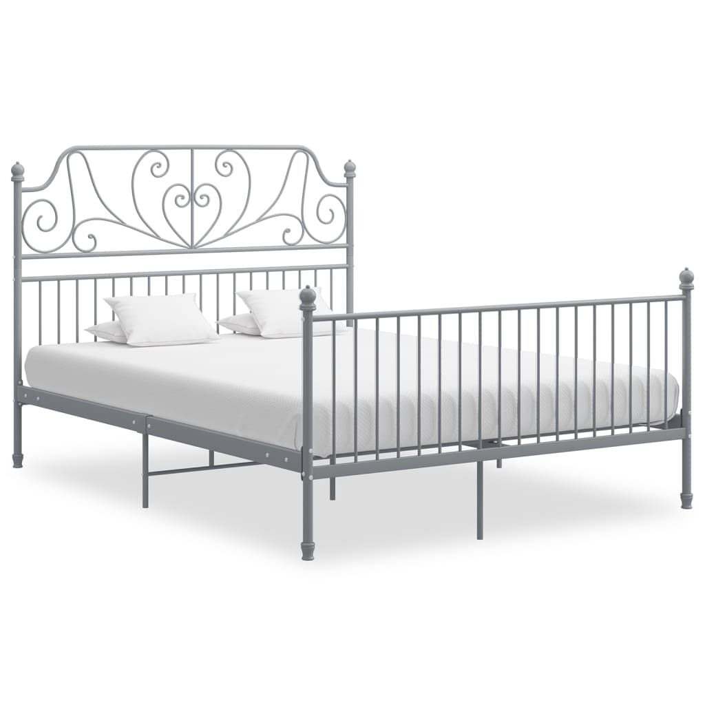 Bed Frame without Mattress Grey Metal 160x200 cm