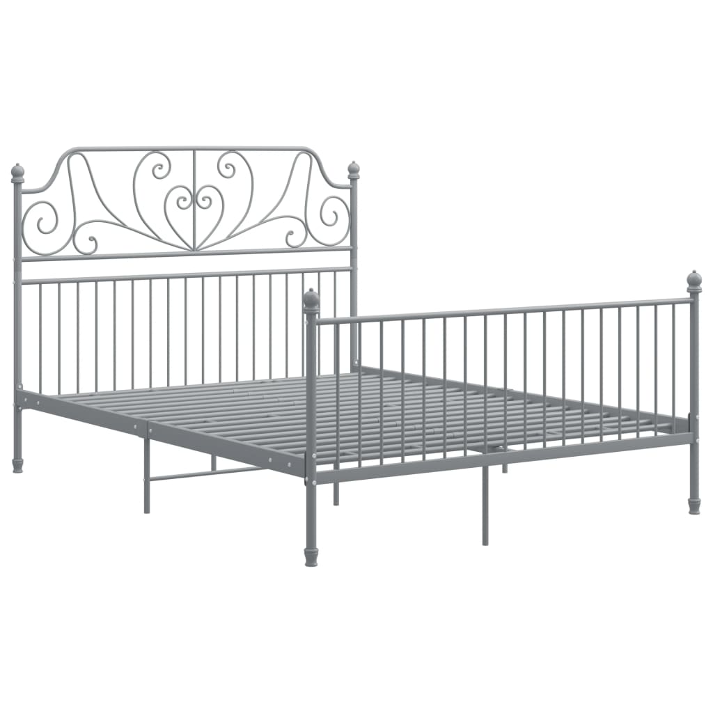 Bed Frame without Mattress Grey Metal 160x200 cm