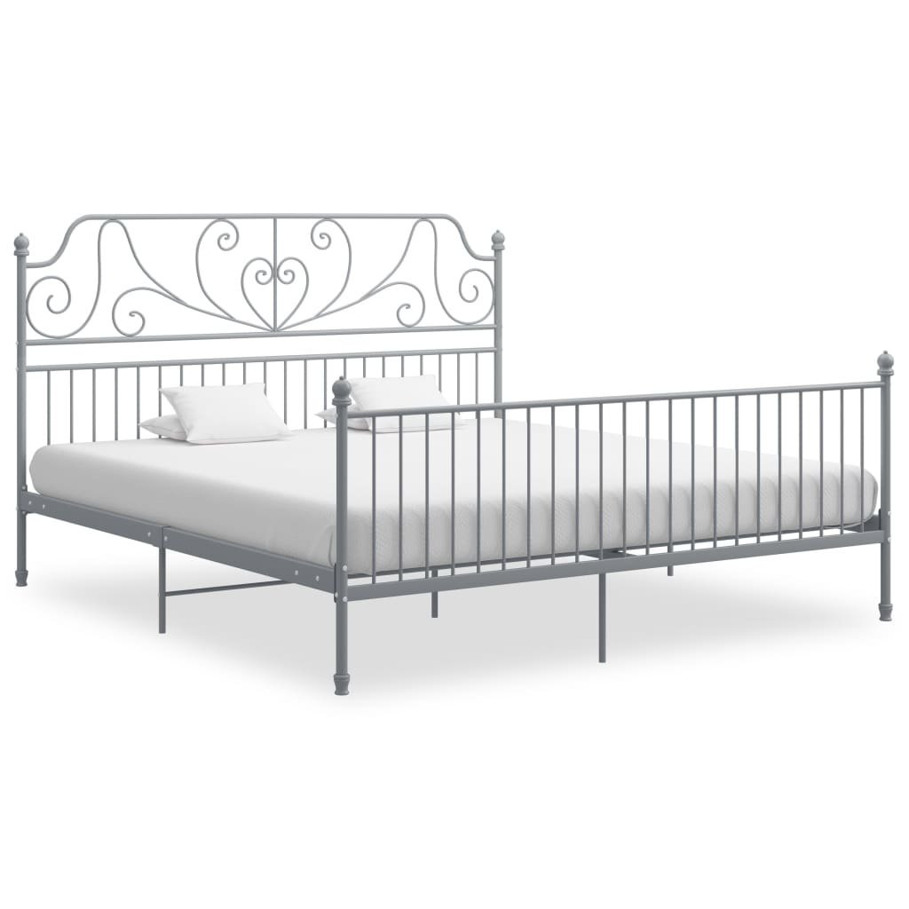 Bed Frame without Mattress Grey Metal 180x200 cm Super King
