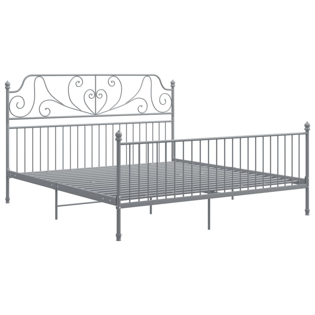 Bed Frame without Mattress Grey Metal 200x200 cm