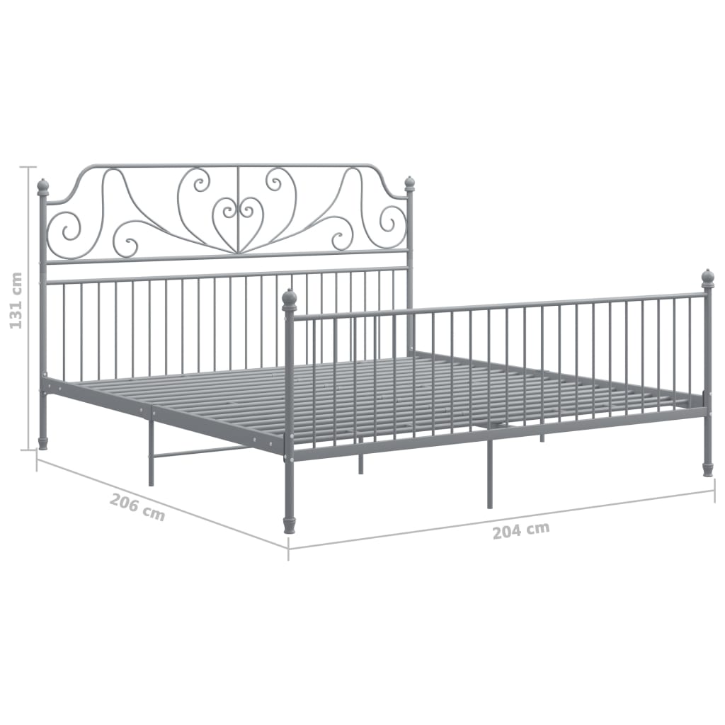 Bed Frame without Mattress Grey Metal 200x200 cm
