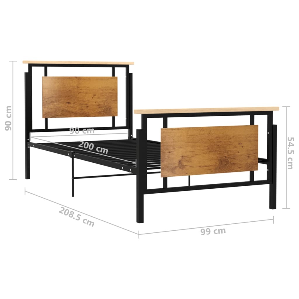 Bed Frame without Mattress Metal 90x200 cm